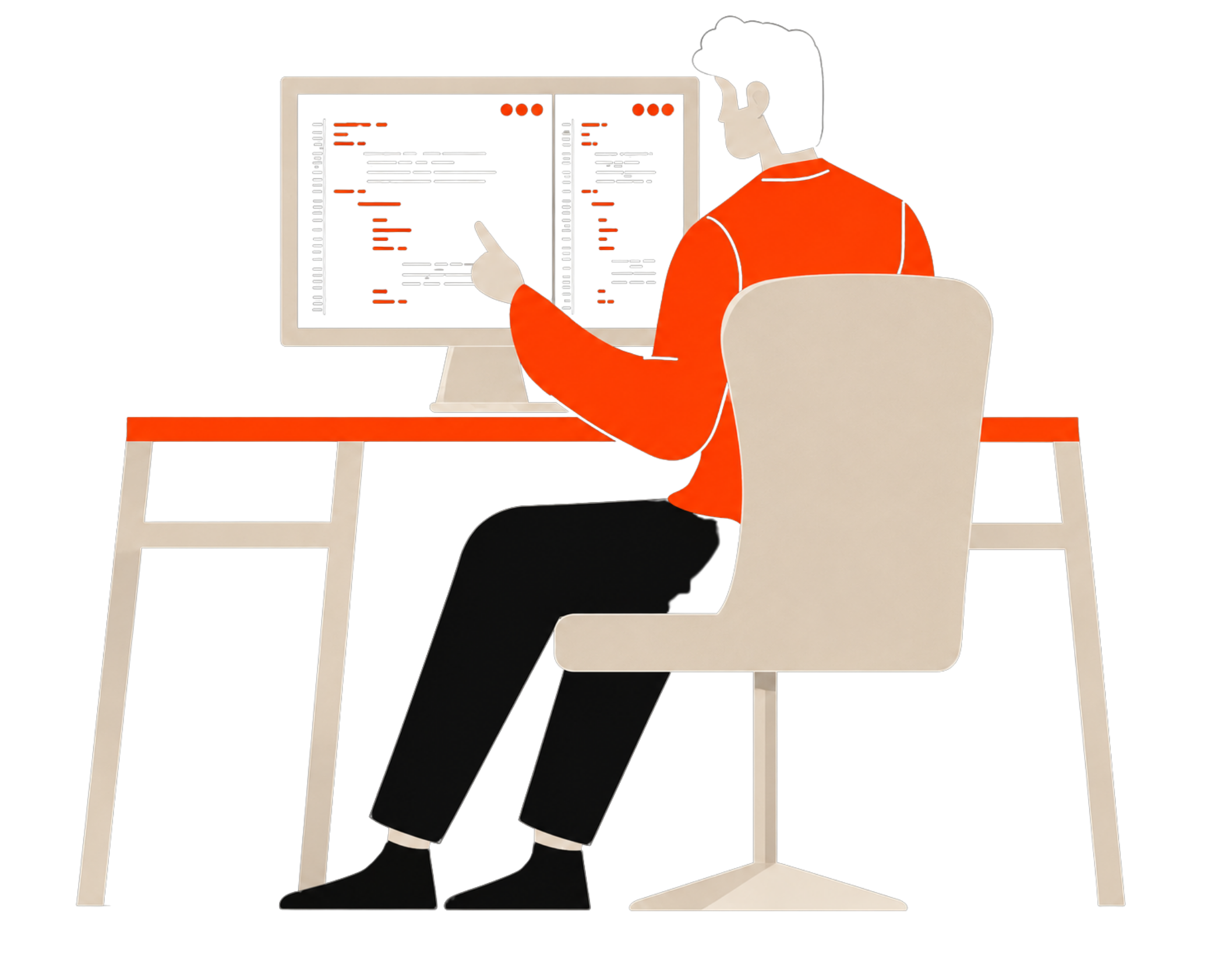 Developer at desk